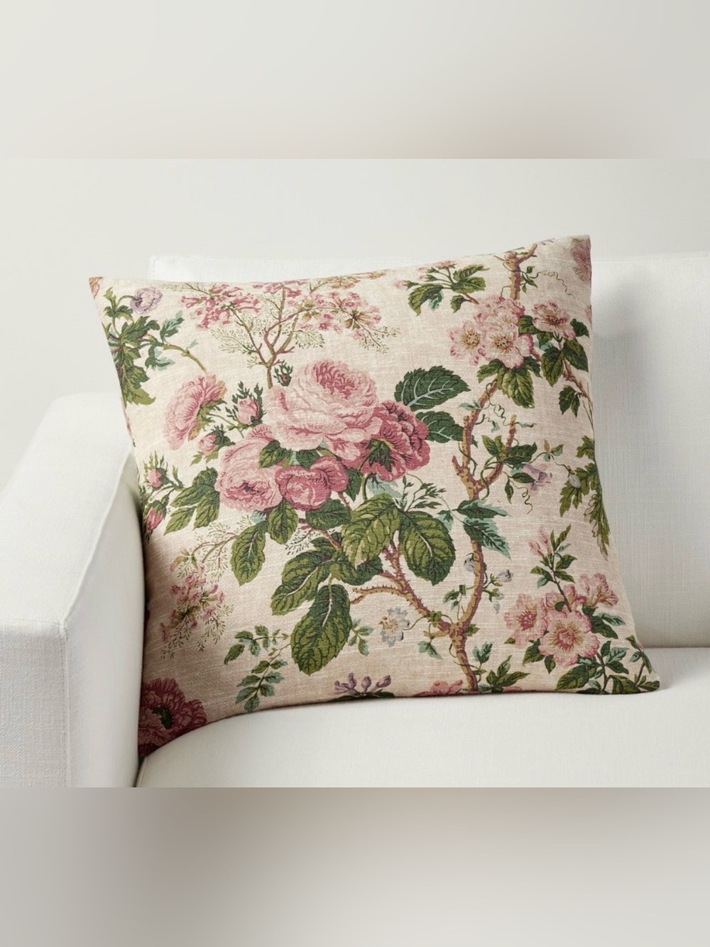 NWT Pottery Barn Garden Floral Pillow Cover 20x20 Linen Cotton Rose Chintz